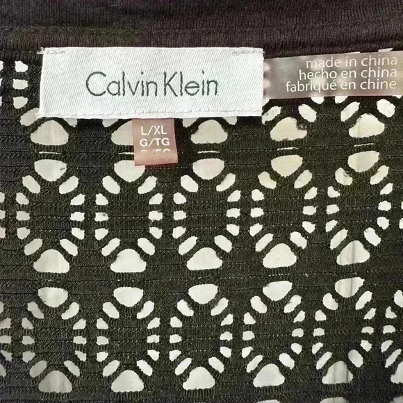 Calvin Klein Crochet Beach Coverup Casual Dress Black Drawstring 2 Pockets Sz XL - Picture 9 of 12